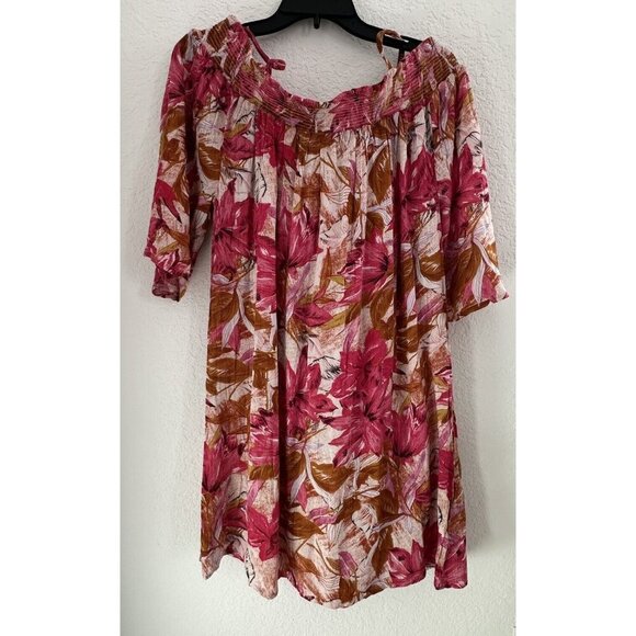 S. Oliver 3/4 Sleeve Off the Shoulder Tropical Flower Boho Summer Dress US Sz 12 - Picture 1 of 7